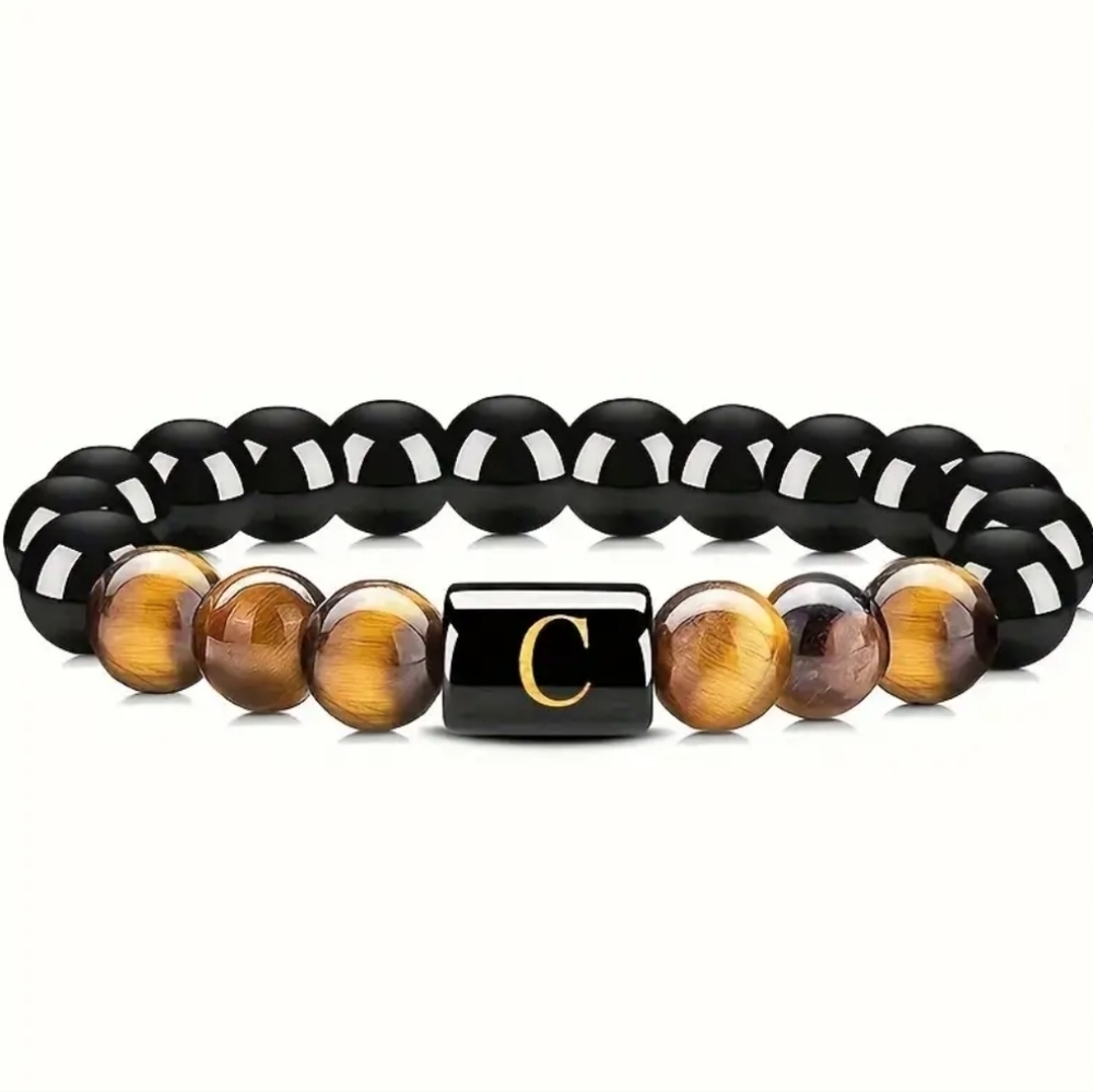 5 For $20 Men's tiger eye Initial Bead Bracelet